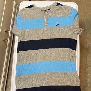 Medium grey, navy blue, and light blue Aeropostale shirt